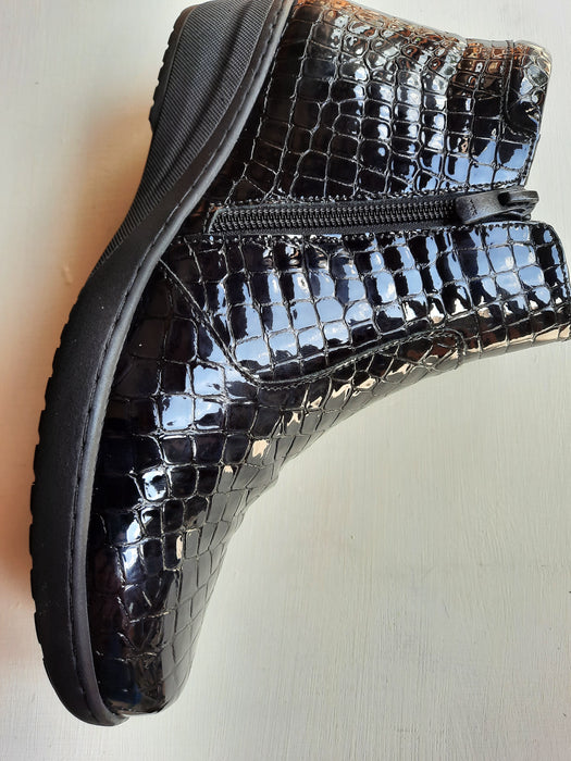 Crystal Black Croc Patent